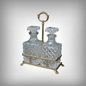 Cave à Liqueur en Bronze & Cristal – Fin XIXe