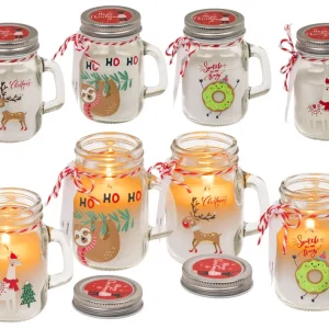 Bougie dans un bocal, motifs de Noël