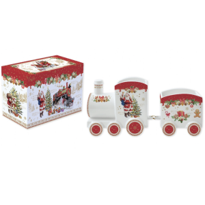 Plat Apéritif à Servir En Forme De Train Collection Histoire De Noël 26x8x13 CM