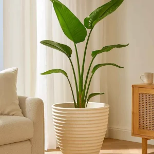 Vase cannelé Nova Ø 55 cm ton blanc