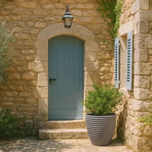 Grand vase en pierre cannelé Nova Ø 55 cm ton anthracite