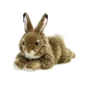 Peluche lièvre marron couché 30cm