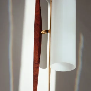 4 Appliques murales orientables moderniste en teck et laiton – 1950