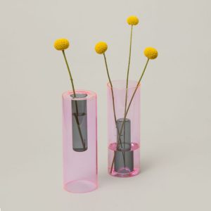 Vase en verre réversible grand modèle rose/bleu – Block Design