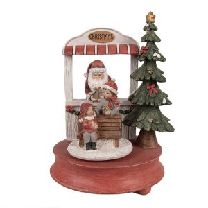 Boite à Musique De Noël En Résine Visite Au Père Noël H24 CM