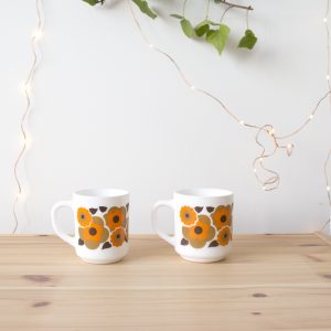 2 tasses Arcopal motifs fleurs Luminarc