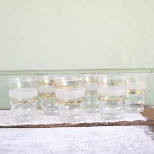 6 Verres granités blanc et doré