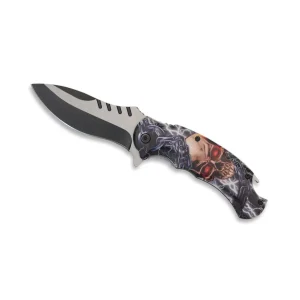COUTEAU PLIANT TETE DE MORT ECLAIR