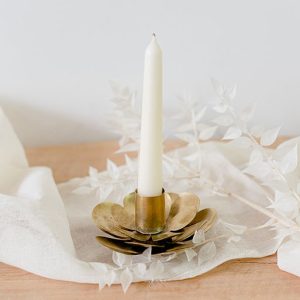 Bougeoir fleur en laiton