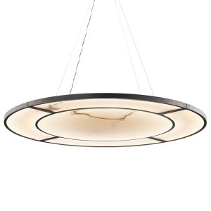 Suspension Hublot – Bronze patiné & Albâtre