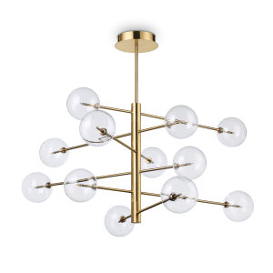 Suspension Splendida 12 lampes avec abat-jour en verre au design chic