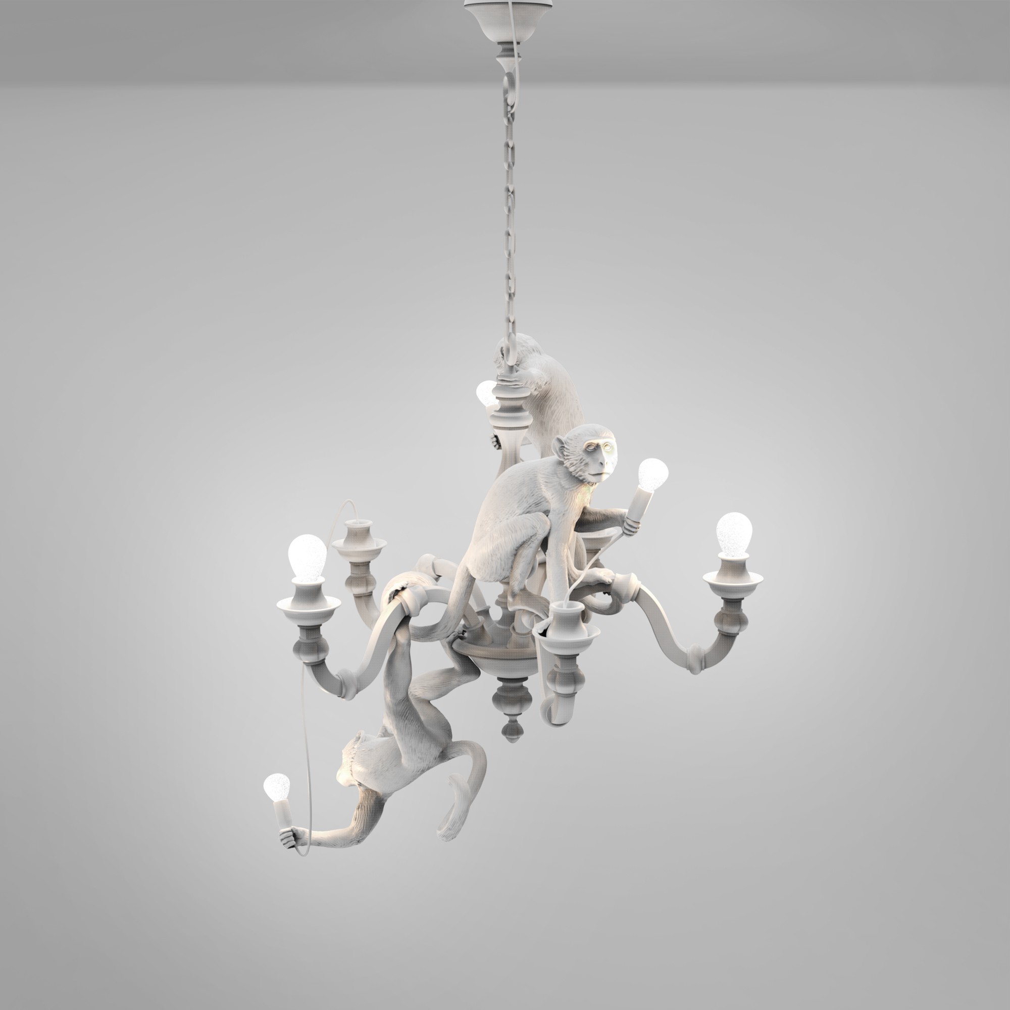 Suspension the Monkey Chandelier en résine blanc par Seletti x Marcantonio – Image 5