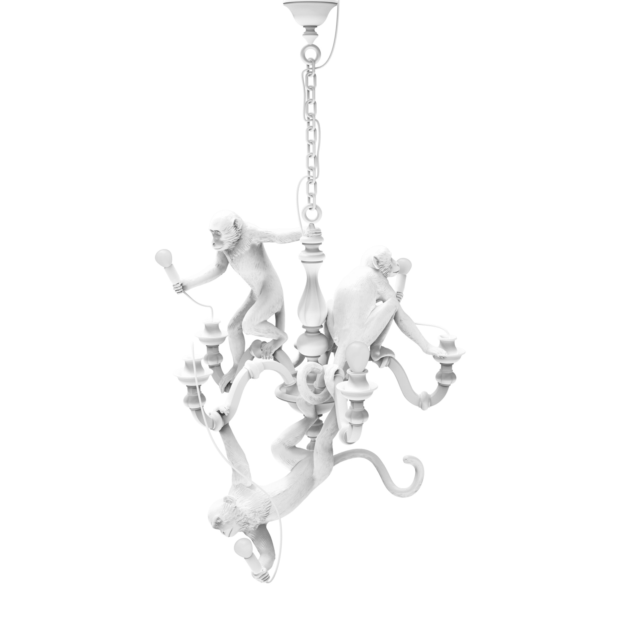 Suspension the Monkey Chandelier en résine blanc par Seletti x Marcantonio – Image 2