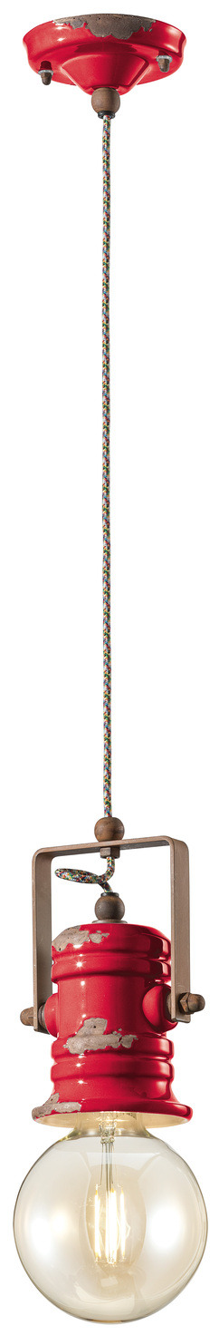 Suspension Urban minimaliste en céramique émaillée et ampoule nue par Ferroluce – Image 7