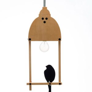 Suspension 2D Bird Lamp en bois avec jeux d’ombres et de lumière