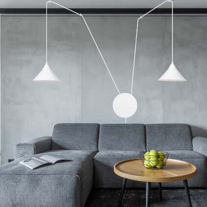 Suspension Abramo avec base et cache-ampoule en métal au design contemporain par Emibig – Image 7