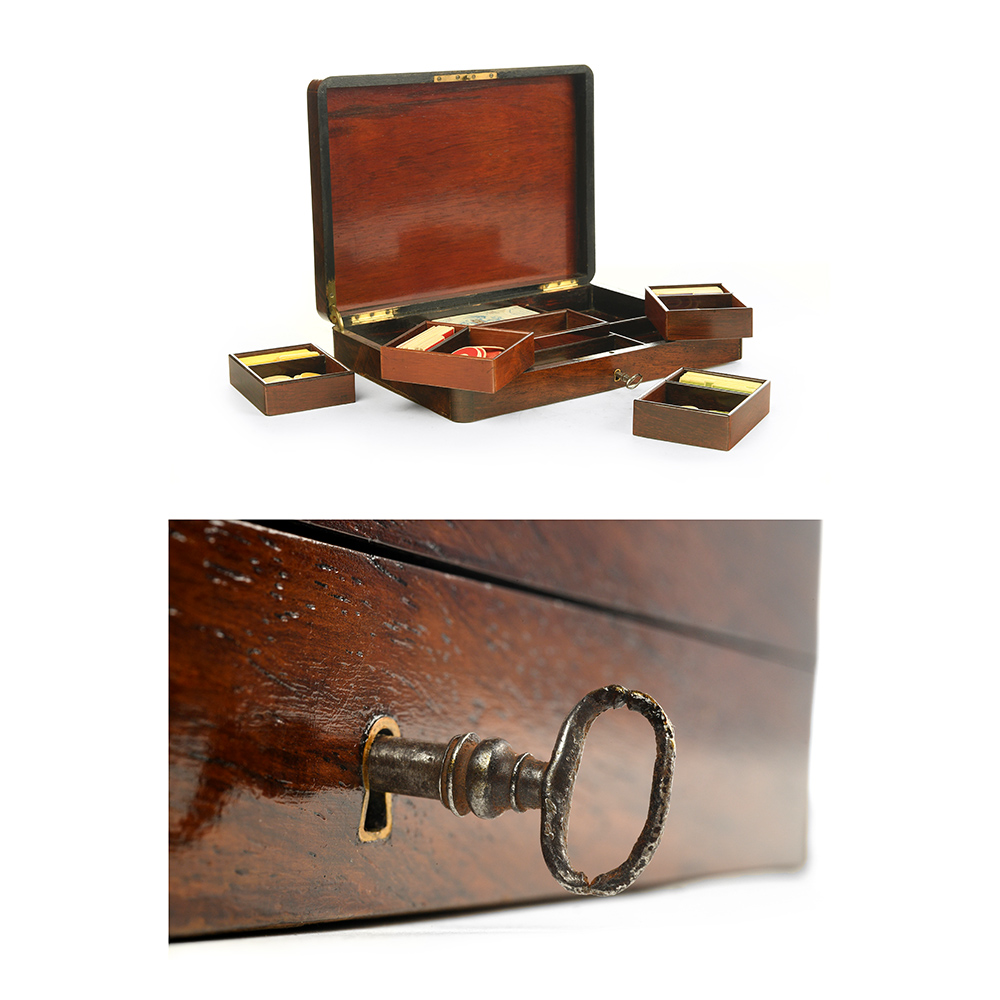 Boite de jeux du XIXème siècle en marqueterie – Image 4