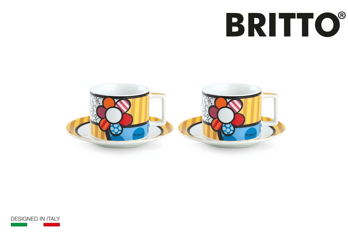 BRITTO- Coffret 2 tasses « Fleur »- 220ML