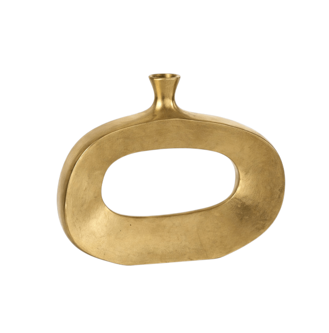 Vase Ovale -Aluminium et Or – H23 cm