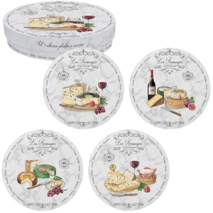 Coffret 4 assiettes à dessert « World of cheese » – blanches