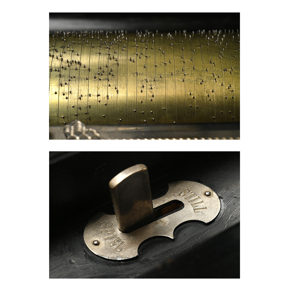 Boîte à musique en bois peint et marqueterie à décors – Image 5
