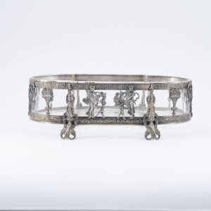 Centre de table en bronze argenté et cristal, XIXe siècle