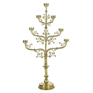 Grand candélabre religieux en laiton à 7 branches