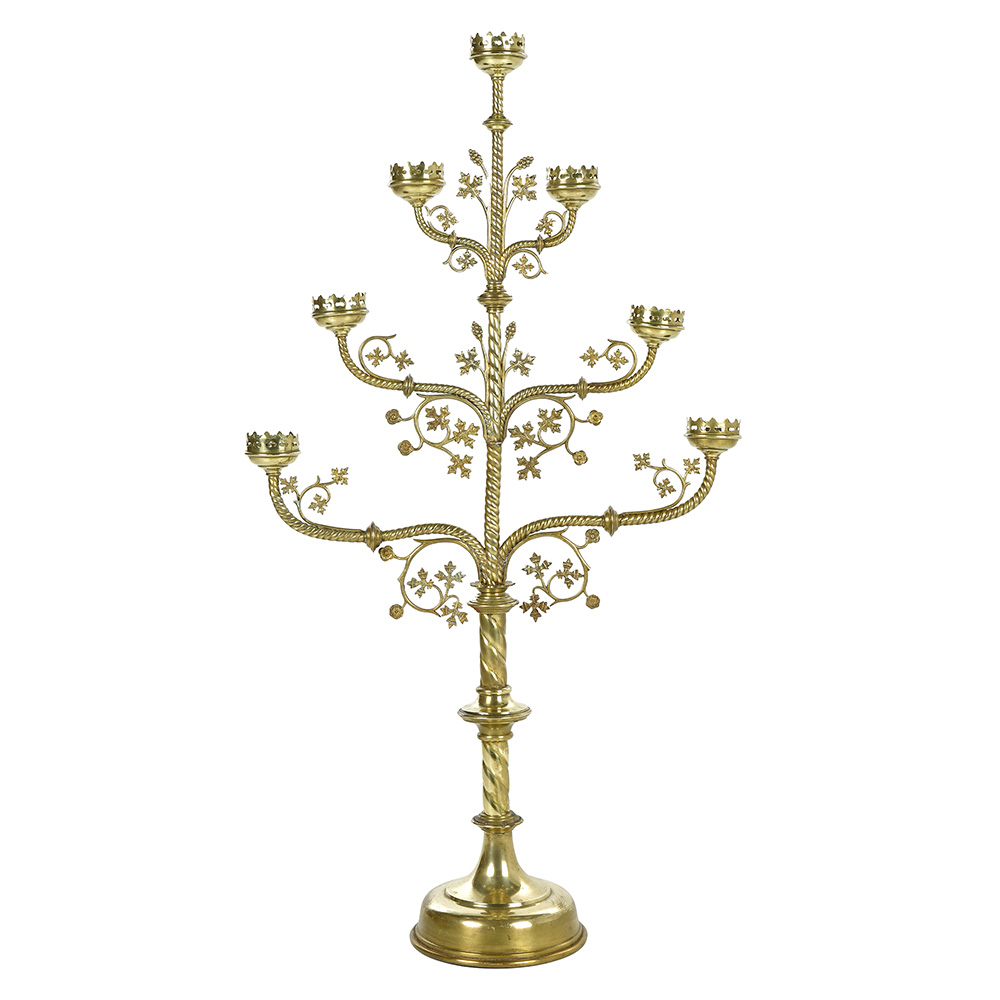 Grand candélabre religieux en laiton à 7 branches – Image 2
