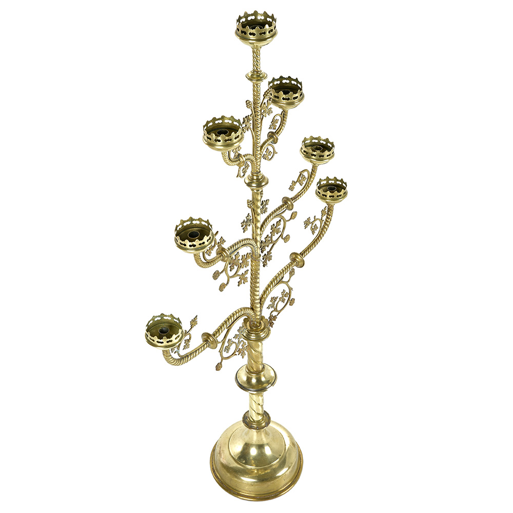 Grand candélabre religieux en laiton à 7 branches – Image 3
