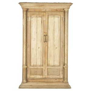 Ancienne porte indienne à deux battants en bois massif (198 x 124 x 18cm)