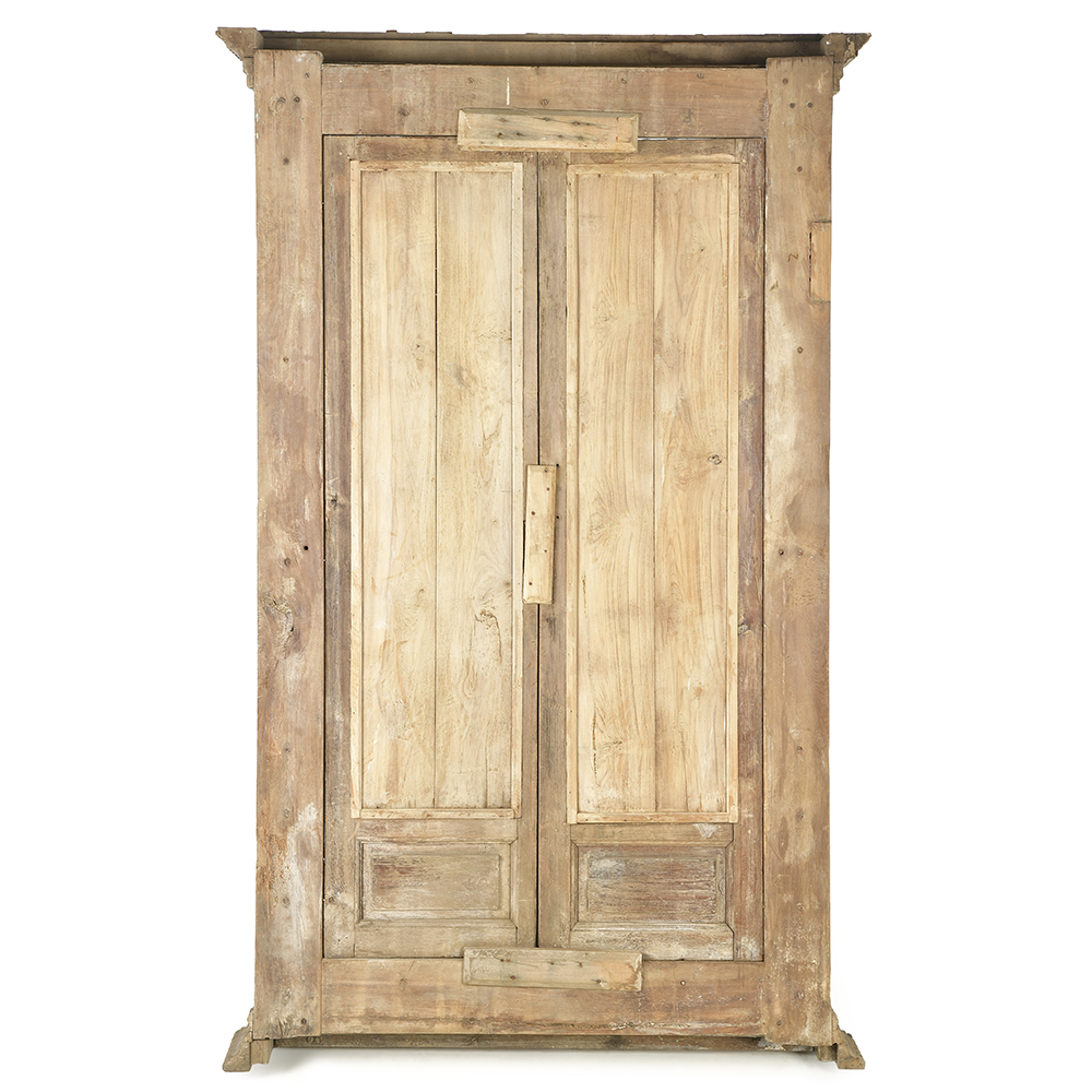 Ancienne porte indienne à deux battants en bois massif (198 x 124 x 18cm) – Image 4