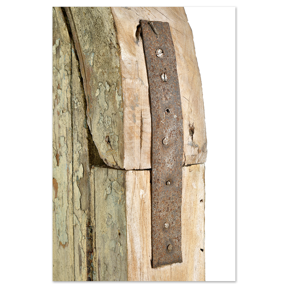 Porte indienne en bois massif patiné à balustrade (202 x 86 x 18cm) – Image 8