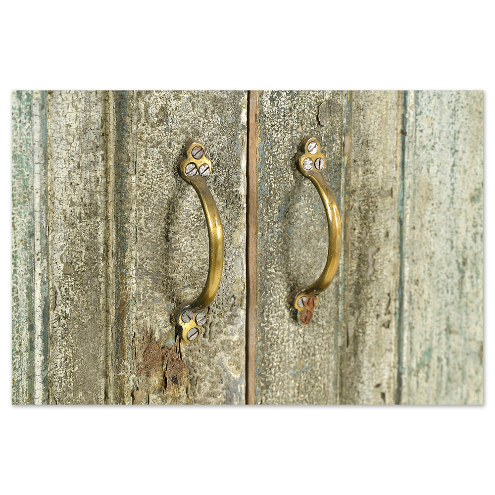 Porte indienne en bois massif patiné à balustrade (202 x 86 x 18cm) – Image 9