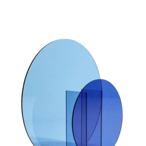 Vase Acrylique Bleu Cobalt et Bleu Ciel Rond | Design Rétro Géométrique Pavao Studio