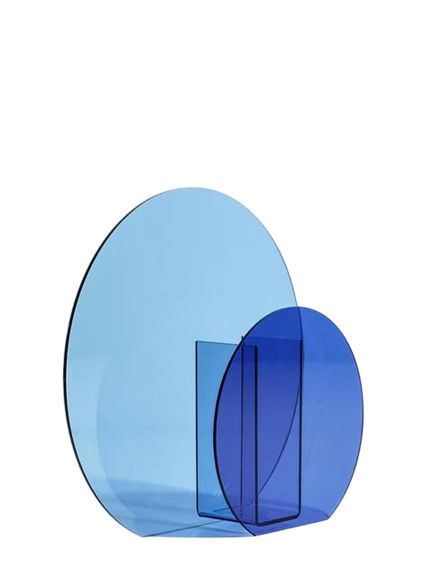 Vase Acrylique Bleu Cobalt et Bleu Ciel Rond | Design Rétro Géométrique Pavao Studio – Image 2