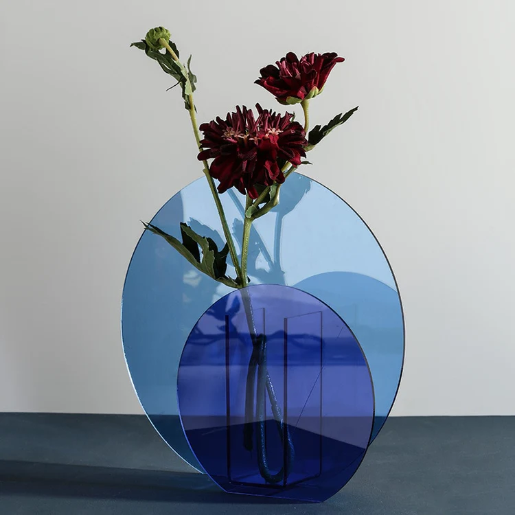 Vase Acrylique Bleu Cobalt et Bleu Ciel Rond | Design Rétro Géométrique Pavao Studio – Image 6